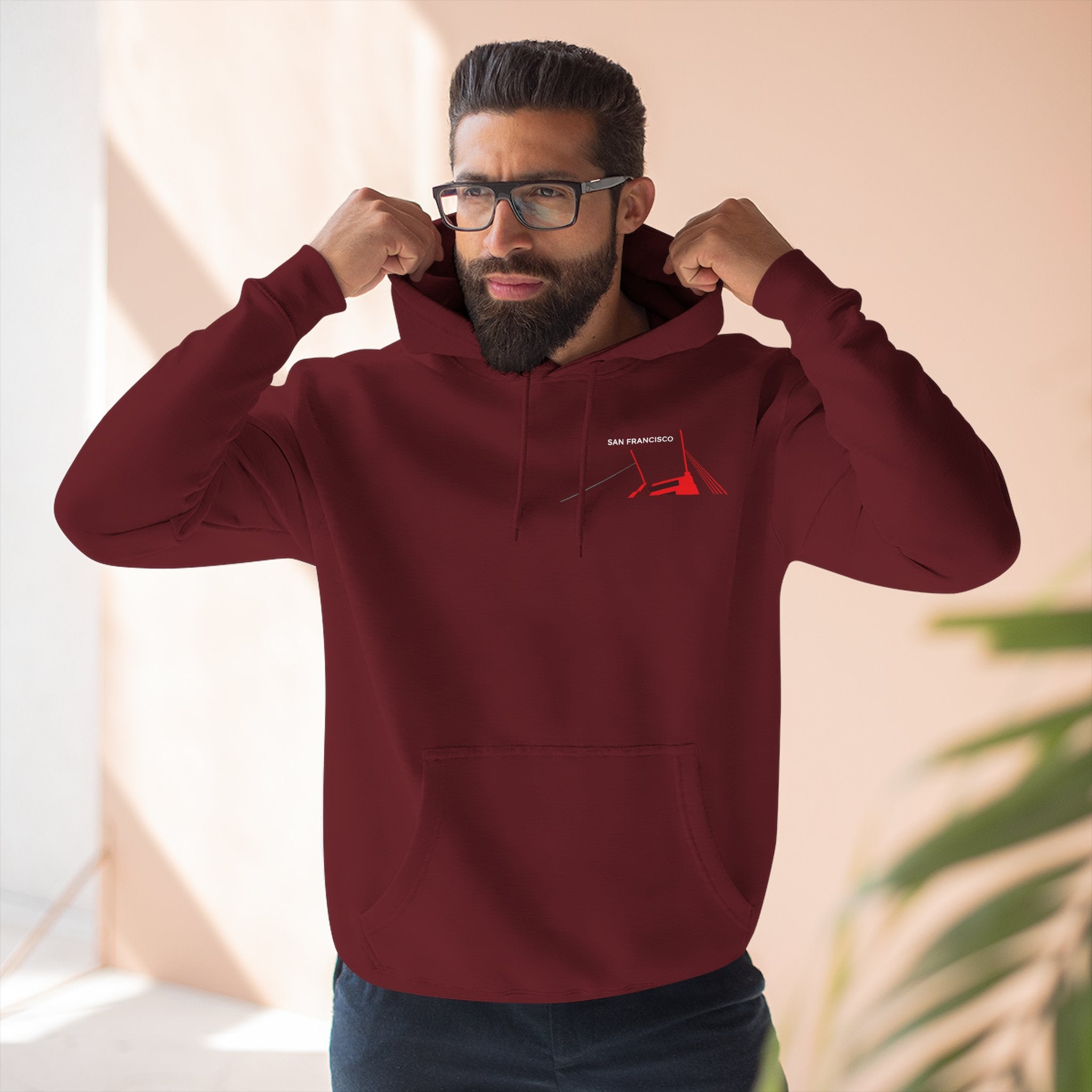 BentFace — Structural Red Hoodie