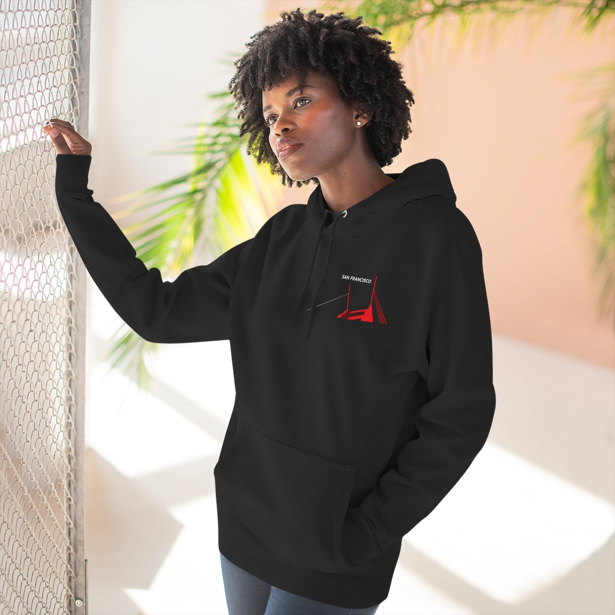 BentFace — Structural Red Hoodie